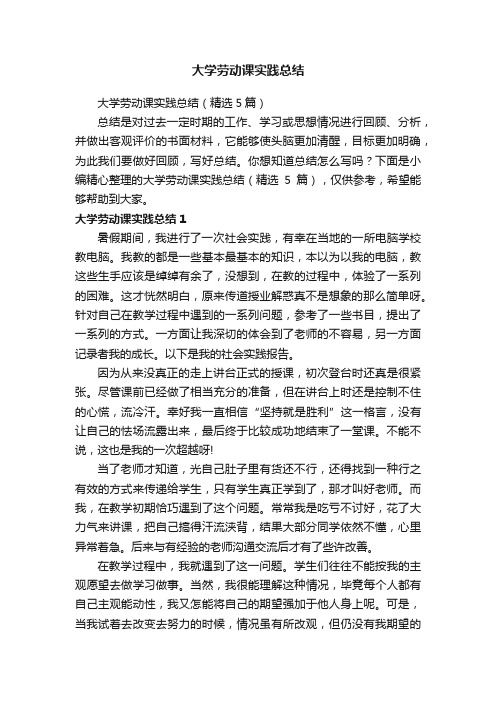 大学劳动课实践总结（精选5篇）