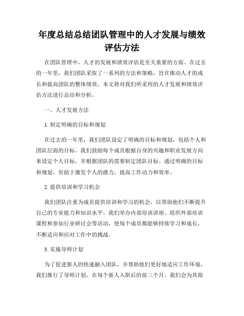 年度总结总结团队管理中的人才发展与绩效评估方法