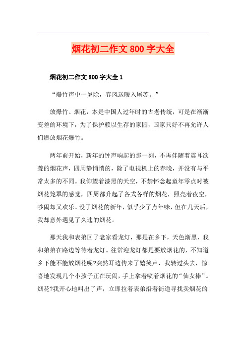 烟花初二作文800字大全