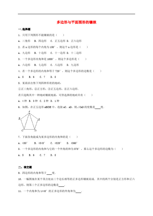 中考数学热身 多边形与平面图形的镶嵌(含解析)