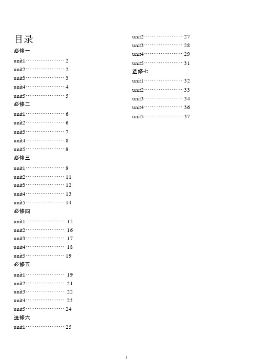 人教版高中英语全部单词(必修1至选修7)