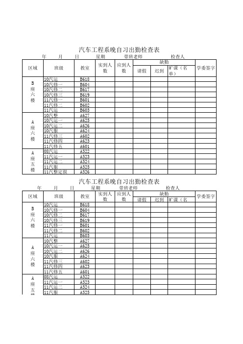 晚自习查勤表