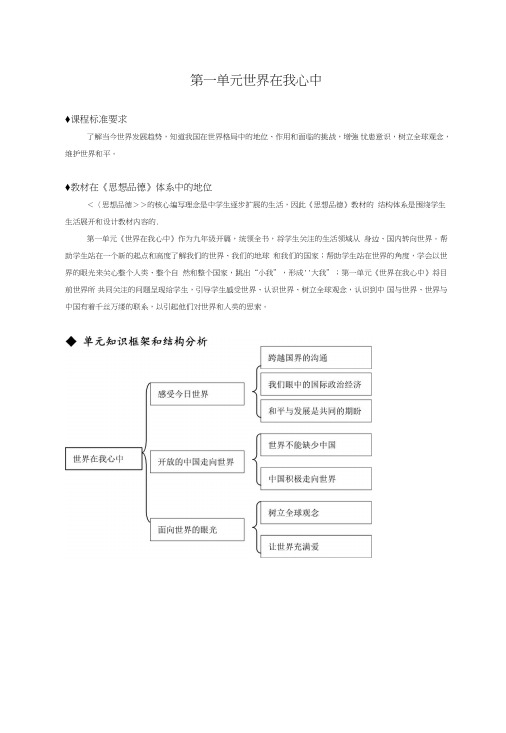 1、思想品德九年级第一单元1(第一节)世界在我心中_感受今日世界1.doc