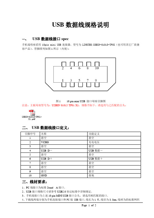 USB数据线规格说明_