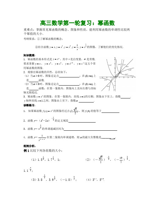 高三数学第一轮复习幂函数