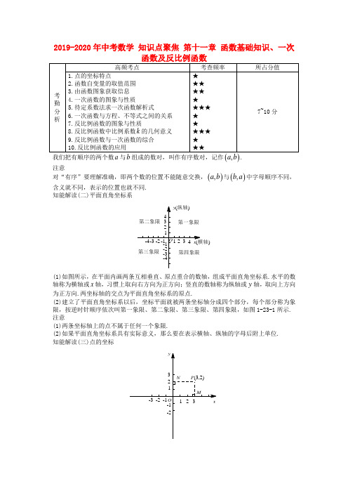 2019-2020年中考数学 知识点聚焦 第十一章 函数基础知识、一次函数及反比例函数