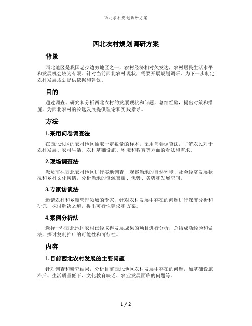 西北农村规划调研方案 (3)