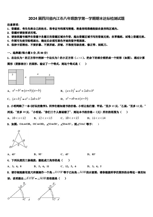 2024届四川省内江市八年级数学第一学期期末达标检测试题含解析