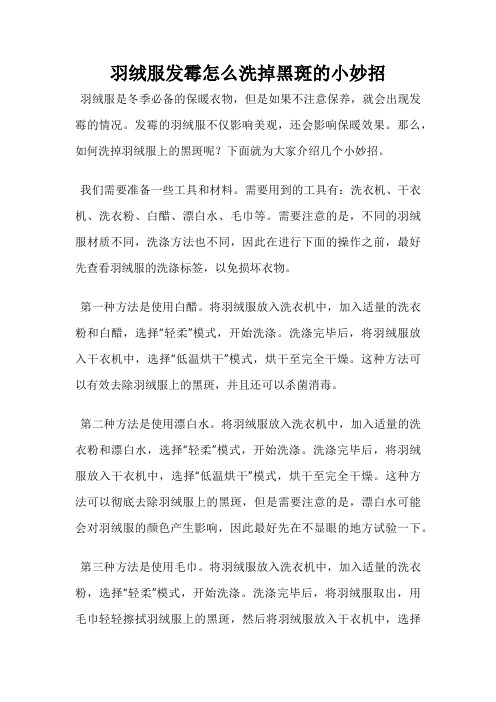 羽绒服发霉怎么洗掉黑斑的小妙招