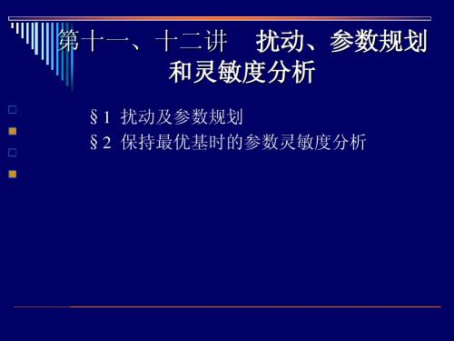 运筹学-扰动、参数规划和灵敏度分析(名校讲义)