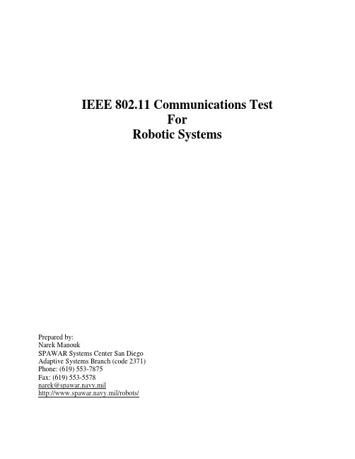 IEEE 802.11 Communications Test For Robotic Systems Prepared by