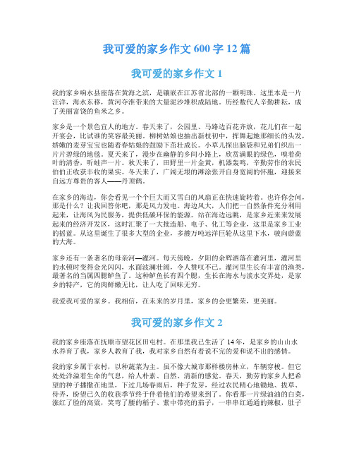 我可爱的家乡作文600字12篇