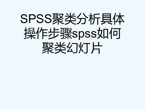 SPSS聚类分析具体操作步骤spss如何聚类幻灯片