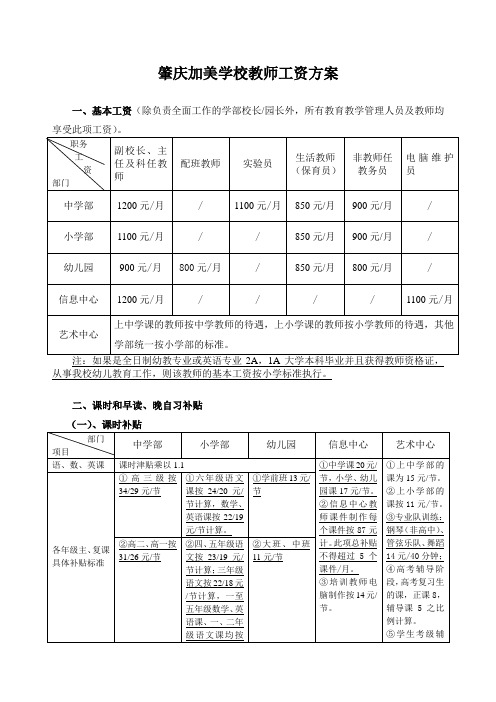 肇庆加美学校工资方案