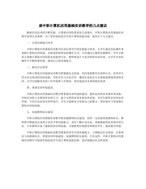 谈中职计算机应用基础实训教学的几点建议