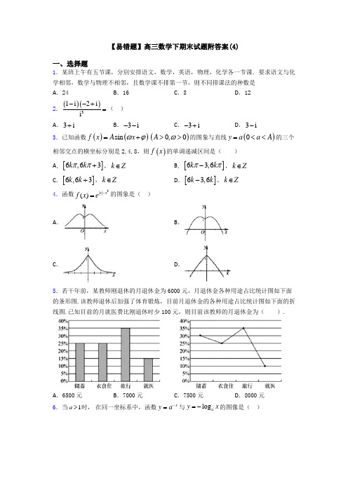 【易错题】高三数学下期末试题附答案(4)