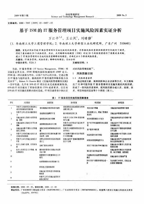 基于ISM的IT服务管理项目实施风险因素实证分析