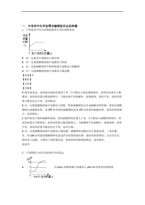 中考化学压轴题之金属及酸碱盐反应的图像(中考题型整理,突破提升)附答案