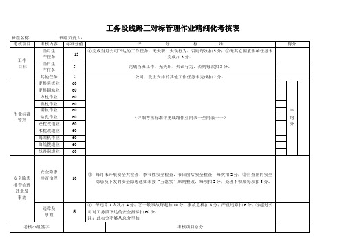 工务段线路工对标管理作业精细化考核表.doc