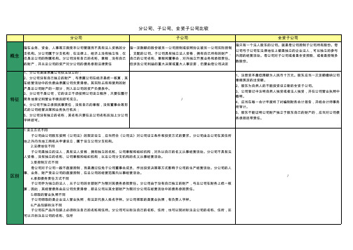 分公司与全资子公司区别