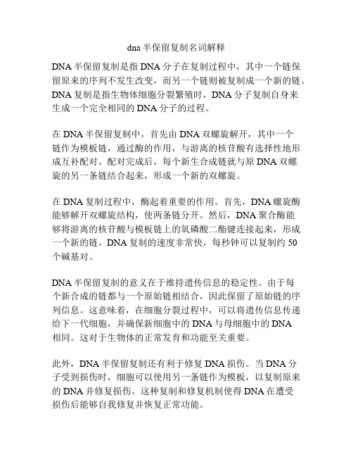 dna半保留复制名词解释