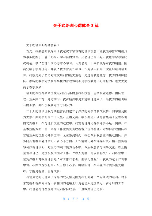 关于晚培训心得体会8篇