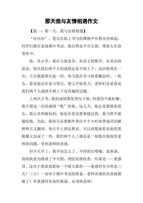 那天我与友情相遇作文