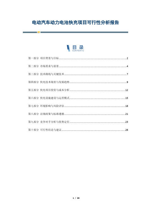 电动汽车动力电池快充项目可行性分析报告