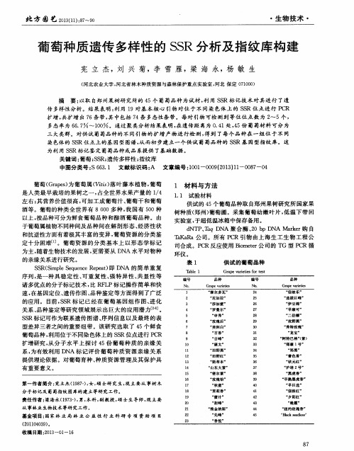 葡萄种质遗传多样性的SSR分析及指纹库构建