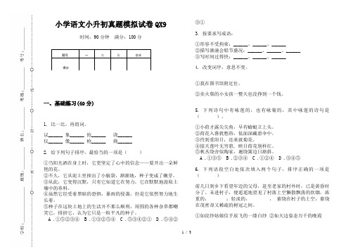 【小学教育】2019最新小学语文小升初(通用版)真题模拟试卷QX9—8K可直接打印