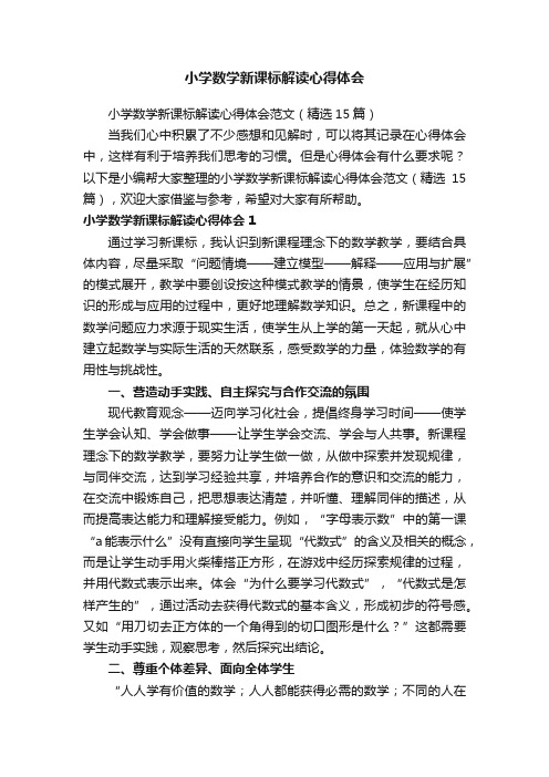 小学数学新课标解读心得体会范文（精选15篇）