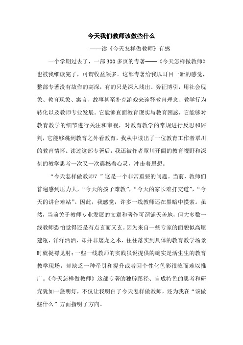 今天我们教师该做些什么