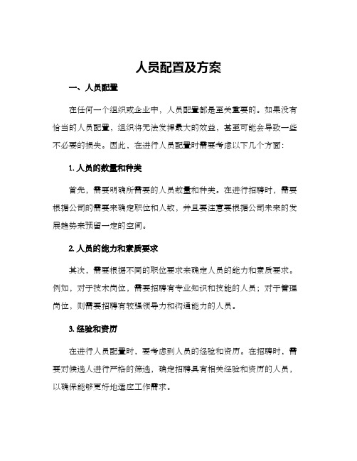 人员配置及方案