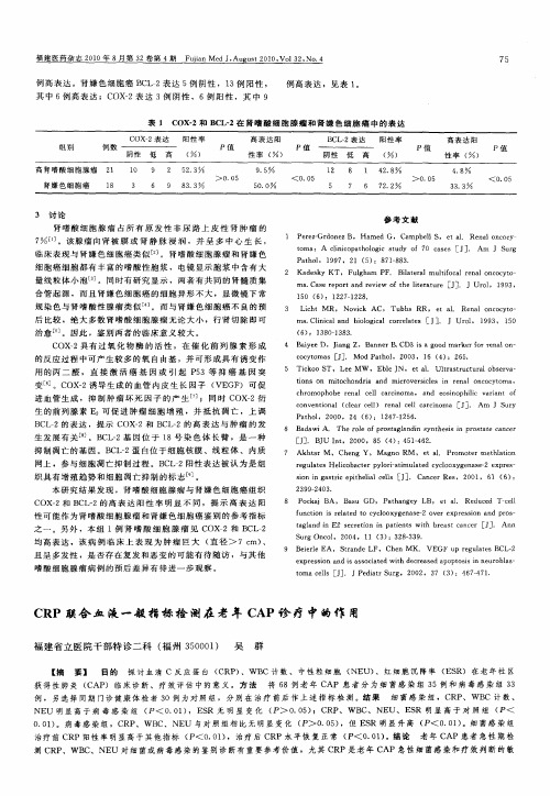 CRP联合血液一般指标检测在老年CAP诊疗中的作用