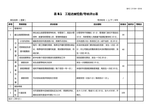 附表5：进度考核表