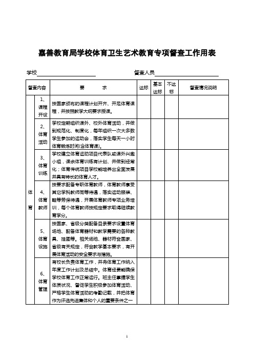 嘉善教育局学校体育卫生艺术教育专项督查工作用表(精)