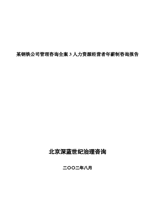 某钢铁公司管理咨询全案3人力资源经营者年薪制咨询报告