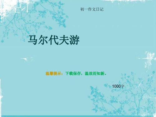 初一作文日记《马尔代夫游》1000字