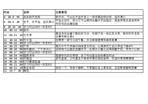 作息时间表