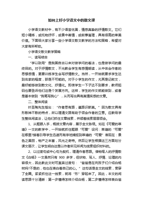 如何上好小学语文中的散文课