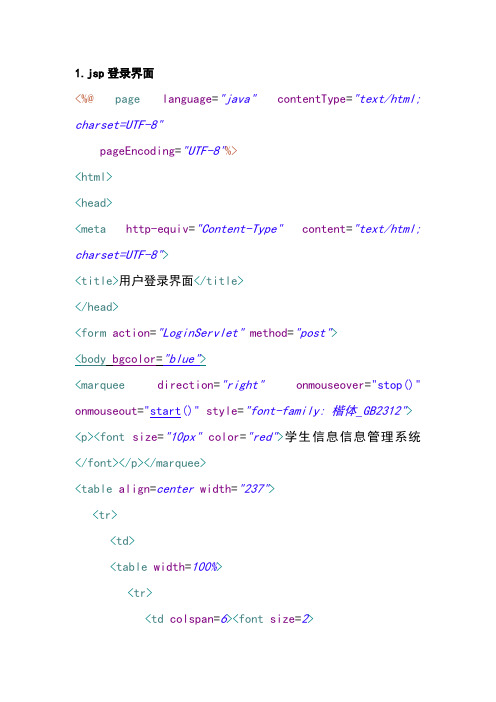 Jsp学生信息管理系统登录验证全代码