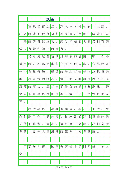 2019年四年级叙事作文-观潮250字