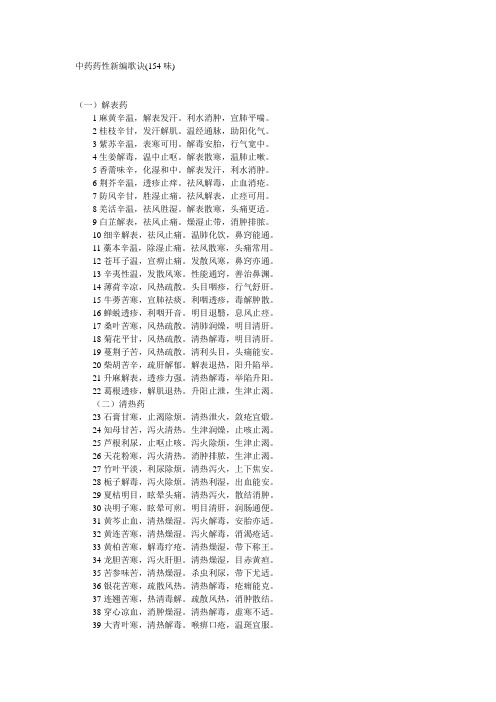 中药药性新编歌诀(154味)中医专业考研一定要看哦