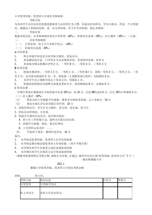 优秀班主任考核细则