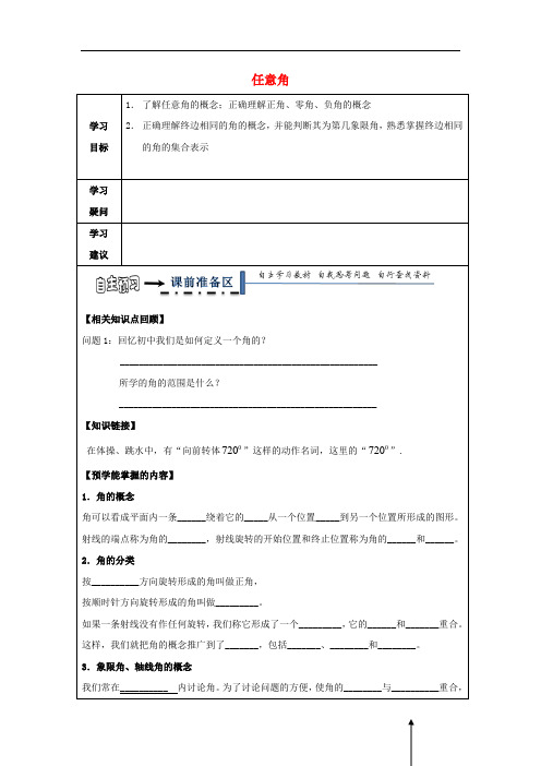 黑龙江省齐齐哈尔市高中数学 第一章 三角函数 1.1 任