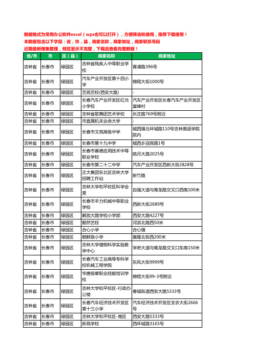 2020新版吉林省长春市绿园区学校工商企业公司商家名录名单黄页联系电话号码地址大全187家