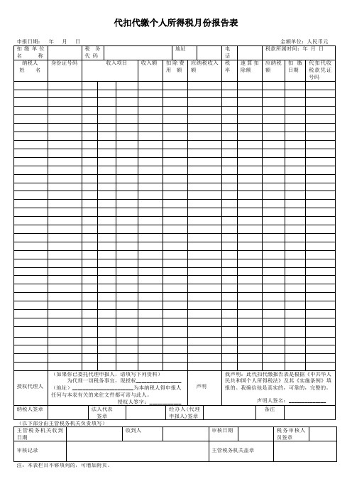 代扣代缴个人所得税月份报告表(武候区地方税务局)-代扣代