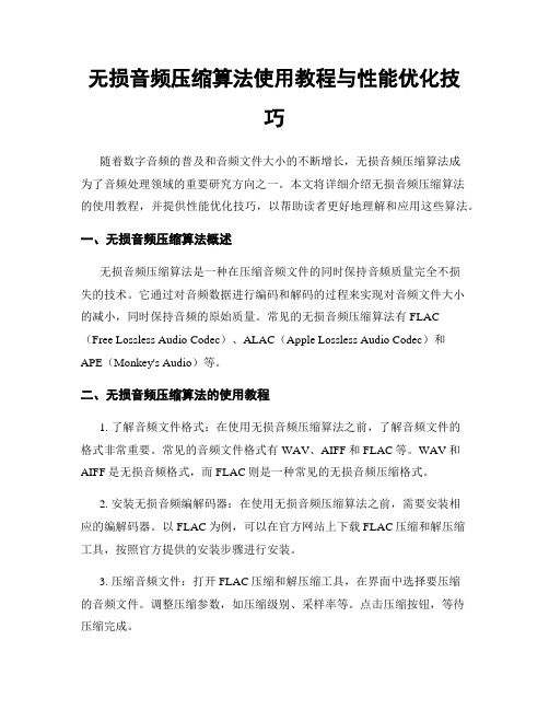 无损音频压缩算法使用教程与性能优化技巧