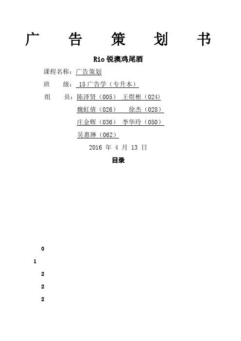 RIO鸡尾酒广告策划书