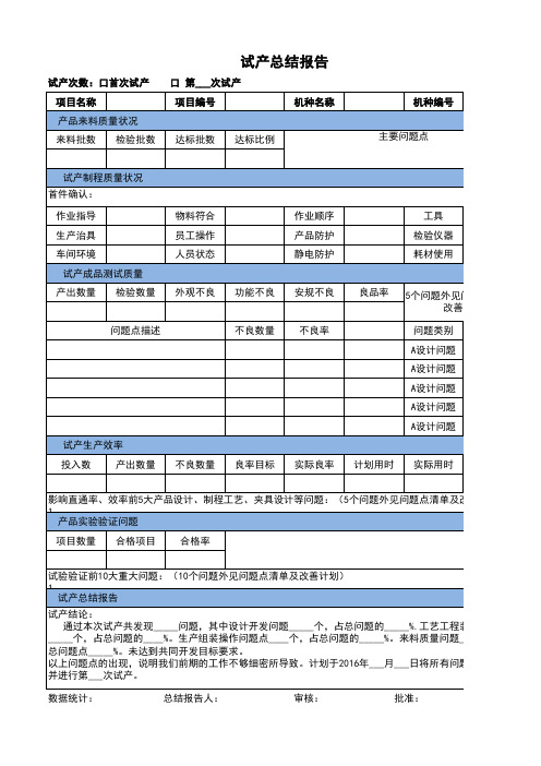 试产总结报告